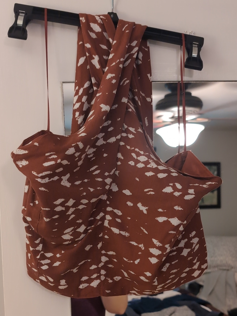 Heartloom Rust Brown & White Printed Crop Top
